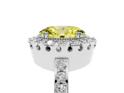 Fancy Yellow Oval Cut Diamond Halo Ring Set in Silver with Pavé Shank and Prong Setting