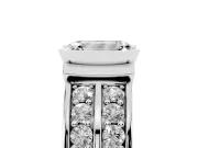 Emerald Cut Half Bezel Engagement Ring Setting | Double Row Channel Band | Platinum