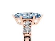 Fancy Blue Marquise Cut Diamond Five-Stone Prong Set Engagement Ring Set in Rose gold with Channel Band
