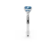 Fancy Blue Princess Cut Diamond Solitaire Ring Set in White gold with Tapered Baguette Side Stones and Prong Setting