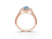 Marquise Scalloped Halo Engagement Ring Setting for a Fancy Blue Lab-Grown Diamond | Milgrain Edges | Rose Gold