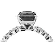Radiant Cut Pavé Engagement Ring Setting for a Black Center | Alternating Accents | Platinum