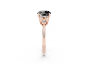 Round Cluster Accent Engagement Ring Setting for a Black Center | Plain Band | Rose Gold