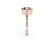 Oval Vintage Milgrain Halo Engagement Ring Setting for a Fancy Pink Lab-Grown Diamond | Side Stones and Pave | Rose Gold