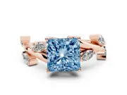 Princess Cut Twisted Vine Engagement Ring Setting for a Fancy Blue Lab-Grown Diamond | Rose Gold