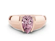 Pear-Shaped Half Bezel Solitaire Engagement Ring Setting for a Fancy Pink Lab-Grown Diamond | Wide Band | Rose Gold