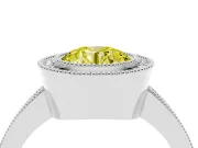 Fancy Yellow Round Cut Diamond Halo Engagement Ring Set in Silver with Pavé Band and Round Halo Stones