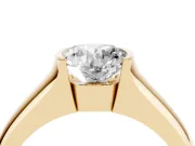 Round Half Bezel Solitaire Engagement Ring Setting | Wide Band | Yellow Gold