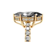 Marquise Hidden Halo Engagement Ring Setting for a Black Center | Yellow Gold