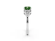 Cushion Cut Cluster Side Stone Engagement Ring Setting for a Fancy Green Lab-Grown Diamond | Plain Band | Platinum