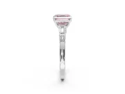 Asscher Cut Tapered Baguette Engagement Ring Setting for a Fancy Pink Lab-Grown Diamond | Sterling Silver