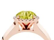 Round Knife-Edge Halo Engagement Ring Setting for a Fancy Yellow Lab-Grown Diamond | Rose Gold