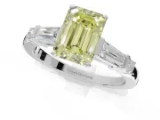 Emerald Cut Tapered Baguette Engagement Ring Setting for a Fancy Yellow Lab-Grown Diamond | Platinum