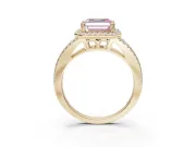 Asscher Cut Halo Split Shank Engagement Ring Setting for a Fancy Pink Lab-Grown Diamond | Pavé Shoulders | Yellow Gold