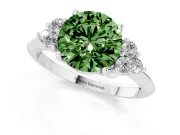 Round Cluster Accent Engagement Ring Setting for a Fancy Green Lab-Grown Diamond | Platinum