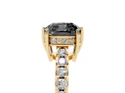 Cushion Cut Hidden Halo Engagement Ring Setting for a Black Center | Yellow Gold