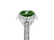Cushion Cut Floral Pavé Engagement Ring Setting for a Fancy Green Lab-Grown Diamond | White Gold