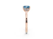 Fancy Blue Princess Cut Diamond Solitaire Ring Set in Rose gold with Cathedral Band and Prong Setting