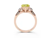 Heart-Shaped Hidden Halo Three Stone Engagement Ring Setting for a Fancy Yellow Lab-Grown Diamond | Rose Gold