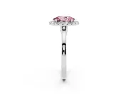 Oval Halo Engagement Ring Setting for a Fancy Pink Lab-Grown Diamond | Flat Tapered Band | White Gold