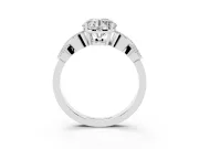 Round Vintage Leaf Solitaire Engagement Ring Setting | Milgrain Edges | Platinum