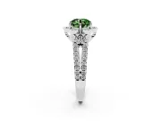 Round Floral Halo Engagement Ring Setting for a Fancy Green Lab-Grown Diamond | Pavé Split Shank | White Gold
