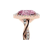 Radiant Cut Twist Halo Engagement Ring Setting for a Fancy Pink Lab-Grown Diamond | Rose Gold