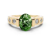Oval Tension Style Engagement Ring Setting for a Fancy Green Lab-Grown Diamond | Yellow Gold