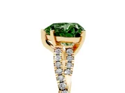 Fancy Green Heart Cut Diamond Solitaire Engagement Ring Set in Yellow gold with Twisted Pavé Band and Prong Setting