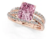 Radiant Cut Twisted Pavé Engagement Ring Setting for a Fancy Pink Lab-Grown Diamond | Rose Gold