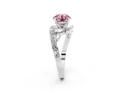 Round Bypass Engagement Ring Setting for a Fancy Pink Lab-Grown Diamond | White Gold