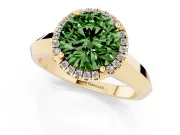 Round Knife-Edge Halo Engagement Ring Setting for a Fancy Green Lab-Grown Diamond | Yellow Gold