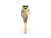 Asscher Cut Bypass Pavé Engagement Ring Setting for a Fancy Green Lab-Grown Diamond | Graduated Pavé | Yellow Gold