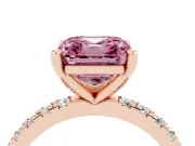 Asscher Cut Pavé Engagement Ring Setting for a Fancy Pink Lab-Grown Diamond | Rose Gold