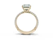 Asscher Cut Domed Pavé Engagement Ring Setting for a Fancy Green Lab-Grown Diamond | Yellow Gold