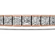 Princess Cut Diamond Channel Set Tennis Bracelet Set in Rose gold with Box Clasp