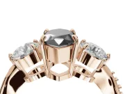 Fancy Black Marquise Lab-Grown Diamond Three-Stone Ring Set in Rose Gold with Channel-Set Band and Prong Setting