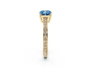 Cushion Cut Pave Solitaire Engagement Ring Setting for a Fancy Blue Lab-Grown Diamond | Accented Basket | Yellow Gold