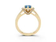 Radiant Cut Pavé Collar Engagement Ring Setting for a Fancy Blue Lab-Grown Diamond | Yellow Gold