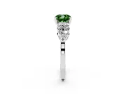 Fancy Green Cushion Cut Diamond Cluster Engagement Ring Set in Silver with Pavé Band and Prong Setting