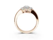 Emerald Cut Vintage Halo Engagement Ring Setting | Milgrain Channel Band | Rose Gold