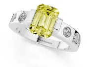 Emerald Cut Tension Style Engagement Ring Setting for a Fancy Yellow Lab-Grown Diamond | Platinum