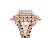 Asscher Cut Halo Split Shank Engagement Ring Setting | Rose Gold