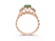 Oval Three Stone Engagement Ring Setting for a Fancy Green Lab-Grown Diamond | Braided Band | Rose Gold