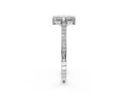 Emerald Cut Vintage Cathedral Engagement Ring Setting | Carved Band | White Gold