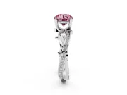 Fancy Pink Round Cut Diamond Pavé Twist Band Solitaire Ring Set in Silver with Prong Setting