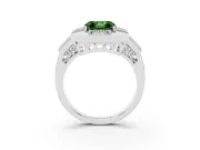 Asscher Cut Milgrain Sectioned Halo Engagement Ring Setting for a Fancy Green Lab-Grown Diamond | Sterling Silver
