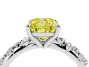 Cushion Cut Graduated Engagement Ring Setting for a Fancy Yellow Lab-Grown Diamond | Sterling Silver