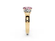Oval 3 Stone Engagement Ring Setting for a Fancy Pink Lab-Grown Diamond | Yellow Gold