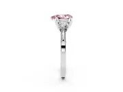 Pear-Shaped Hidden Halo Three Stone Engagement Ring Setting for a Fancy Pink Lab-Grown Diamond | Pave Gallery | Platinum